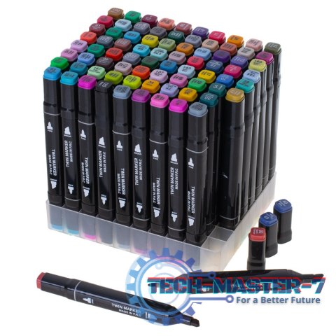 Markery dwustronne mazaki alkoholowe w etui 80 + podstawka Markery dwustronne mazaki alkoholowe w etui 80 + podstawka