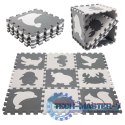 Mata edukacyjna dla dzieci piankowa puzzle szara 85 x 85 cm 9 elementów