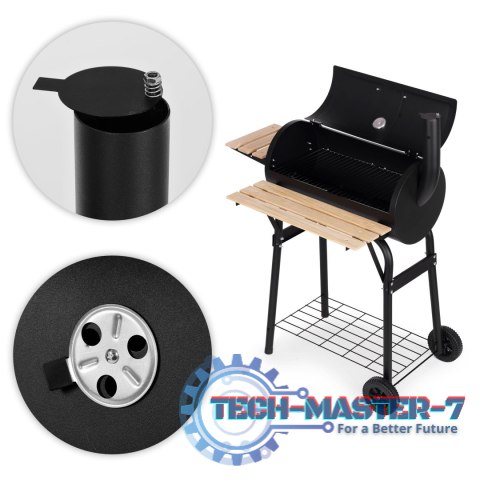 Duży grill ogrodowy z termometrem komin 3 półki koła MultiGarden MultiGarden Duży grill ogrodowy z termometrem komin 3 półki koła MultiGarden MultiGarden