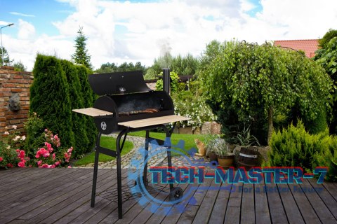 Duży grill ogrodowy z termometrem komin 3 półki koła MultiGarden MultiGarden Duży grill ogrodowy z termometrem komin 3 półki koła MultiGarden MultiGarden