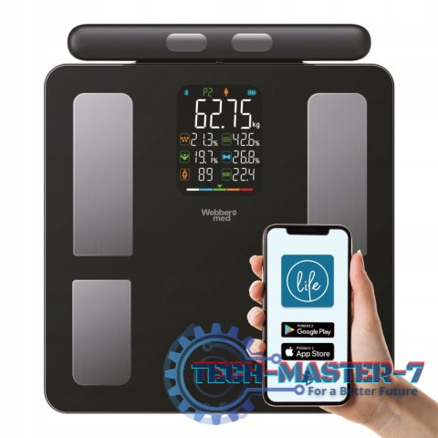 Waga łazienkowa analityczna 15 parametrów Apple Health Google Fit SCALA WEBBER WEBBER