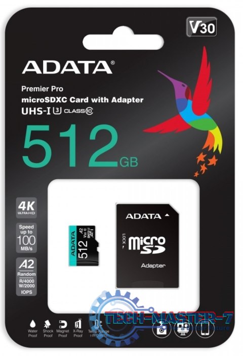Karta pamięci A-DATA 512 GB Adapter Karta pamięci A-DATA 512 GB Adapter