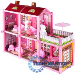 Domek dla lalek Villa lalka mebelki zestaw różowy 44cm
