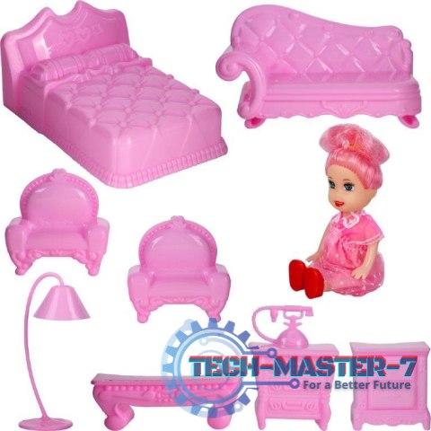 Domek dla lalek Villa lalka mebelki zestaw różowy 44cm Domek dla lalek Villa lalka mebelki zestaw różowy 44cm