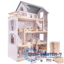 Domek dla lalek drewniany mebelki 80cm biały szary