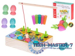 Gra drewniana montessori łowienie rybek marchewki robaczki