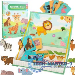 Książeczka magnetyczna układanka puzzle na magnes zwierzęta safari 47el.