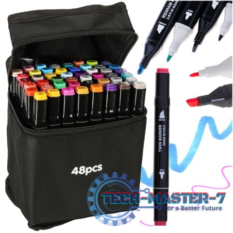 Markery dwustronne alkoholowe w etui 48 sztuk Markery dwustronne alkoholowe w etui 48 sztuk
