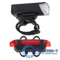 Lampka rowerowa LED RALLEX zestaw tył-przód na rower kierownicę USB