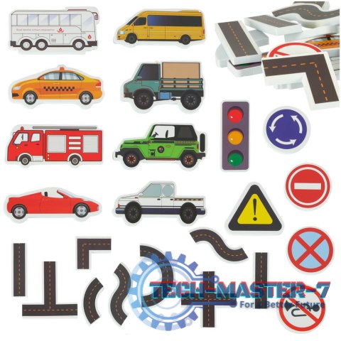 Zabawka do kąpieli wanny wodna dla dzieci naklejki piankowe autka ulica puzzle 23 el.