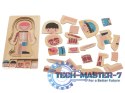 Puzzle drewniane warstwowe budowa ciała montessori chłopiec