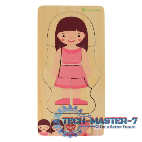 Puzzle drewniane warstwowe budowa ciała montessori dziewczynka Puzzle drewniane warstwowe budowa ciała montessori dziewczynka