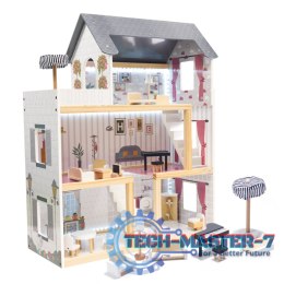 Domek dla lalek drewniany MDF mebelki 78cm czarny LED