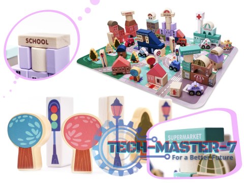 Klocki drewniane edukacyjne miasto puzzle 135el. Klocki drewniane edukacyjne miasto puzzle 135el.