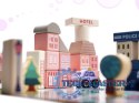 Klocki drewniane edukacyjne miasto puzzle 135el.