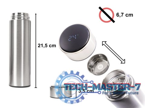 Kubek bidon termiczny termos smart LED 500ml srebrny Kubek bidon termiczny termos smart LED 500ml srebrny