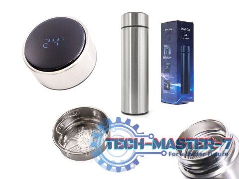 Kubek bidon termiczny termos smart LED 500ml srebrny Kubek bidon termiczny termos smart LED 500ml srebrny