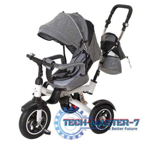 Rowerek Trójkołowy Trike Fix 3w1 z daszkiem obracany regulowany spacerówka prowadnik pasy V3 szary Rowerek Trójkołowy Trike Fix 3w1 z daszkiem obracany regulowany spacerówka prowadnik pasy V3 szary