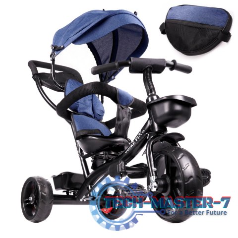 Rowerek trójkołowy Trike Fix Lite 3w1 z daszkiem obracany regulowany spacerówka prowadnik pasy granatowy Rowerek trójkołowy Trike Fix Lite 3w1 z daszkiem obracany regulowany spacerówka prowadnik pasy granatowy