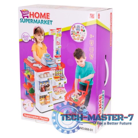 Supermarket sklep kasa fiskalna + wózek Supermarket sklep kasa fiskalna + wózek