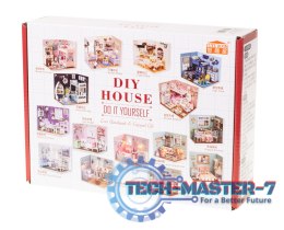 Domek dla lalek drewniany pokój dzienny model do złożenia LED DIY 3016 15,02cm