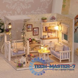 Domek dla lalek drewniany retro model DIY 3013 LED 13cm