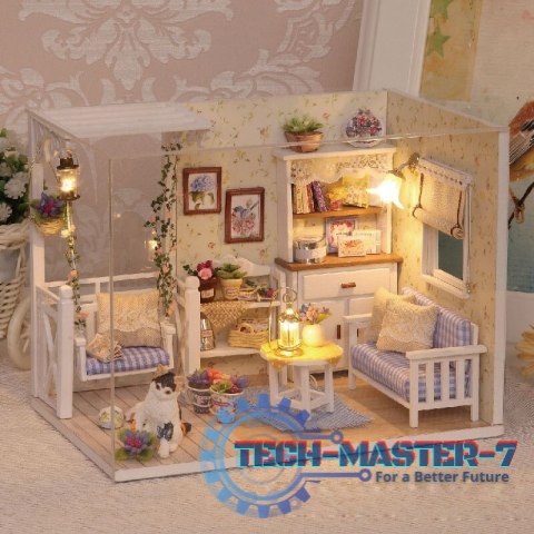 Domek dla lalek drewniany retro model DIY 3013 LED 13cm