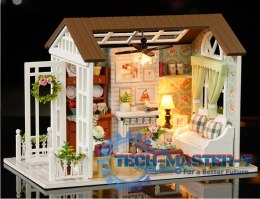 Domek dla lalek drewniany salon model do złożenia LED 8008-A 20,6cm