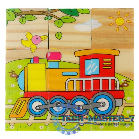 Klocki drewniane edukacyjne puzzle układanka kostki Pojazdy 6w1 9el. Klocki drewniane edukacyjne puzzle układanka kostki Pojazdy 6w1 9el.