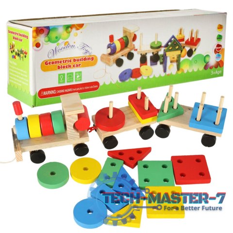 Kolejka pociąg lokomotywa klocki drewniane sorter układanka zręcznościowa 30cm Kolejka pociąg lokomotywa klocki drewniane sorter układanka zręcznościowa 30cm