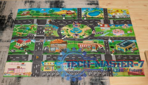 Mata edukacyjna do zabawy miasto ulica + znaki drogowe wodoodporna kolorowa 130x100cm Mata edukacyjna do zabawy miasto ulica + znaki drogowe wodoodporna kolorowa 130x100cm