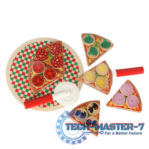 Pizza drewniany zestaw do zabawy na rzep akcesoria łopatka nóż talerz nauka krojenia 20cm Pizza drewniany zestaw do zabawy na rzep akcesoria łopatka nóż talerz nauka krojenia 20cm