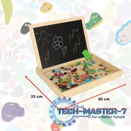 Tablica magnetyczna kredowa wielofunkcyjna zwierzątka + kredka marker gąbka