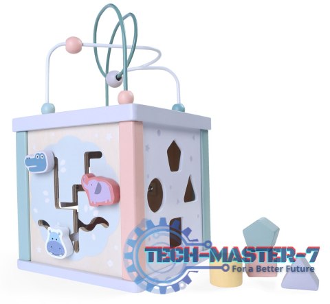 Drewniana kostka edukacyjna, sorter, mula, zegar ECOTOYS ECOTOYS Drewniana kostka edukacyjna, sorter, mula, zegar ECOTOYS ECOTOYS