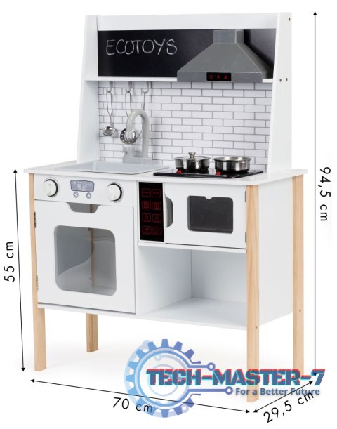 Drewniana kuchnia dla dzieci + dźwięki światełka ECOTOYS ECOTOYS Drewniana kuchnia dla dzieci + dźwięki światełka ECOTOYS ECOTOYS