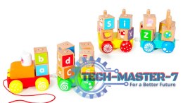 Drewniany pociąg duże klocki edukacyjne alfabet ECOTOYS ECOTOYS