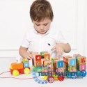 Drewniany pociąg duże klocki edukacyjne alfabet ECOTOYS ECOTOYS