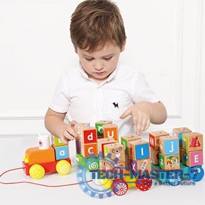 Drewniany pociąg duże klocki edukacyjne alfabet ECOTOYS ECOTOYS Drewniany pociąg duże klocki edukacyjne alfabet ECOTOYS ECOTOYS