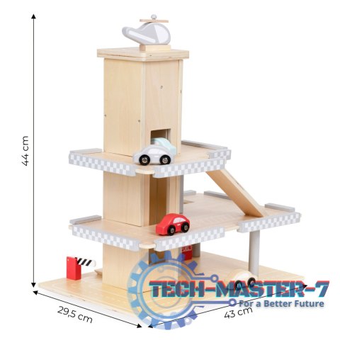 Duży drewniany tor garaż parking z windą + autka ECOTOYS ECOTOYS Duży drewniany tor garaż parking z windą + autka ECOTOYS ECOTOYS