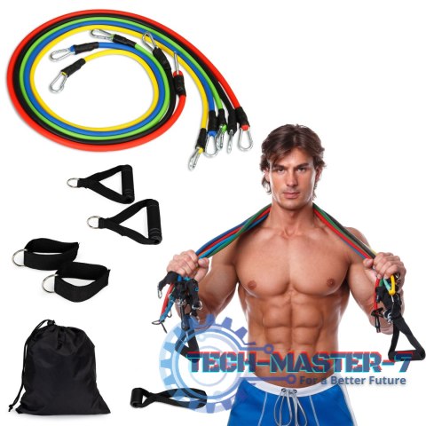 Zestaw 5 gum ekspanderów fitness rączki uchwyty ModernHome