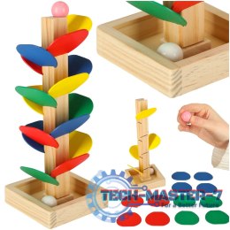 Drzewko edukacyjne klocki drewniane tor kulkowy Kulodrom Montessori