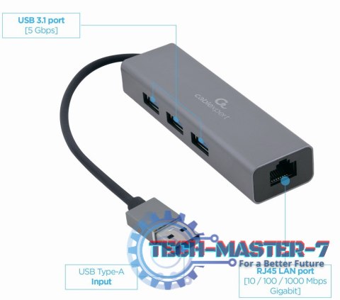 Hub USB GEMBIRD A-AMU3-LAN-01 Hub USB GEMBIRD A-AMU3-LAN-01