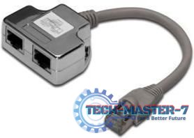 Adapter RJ45 na kablu / 2x gniazdo RJ45 ekran