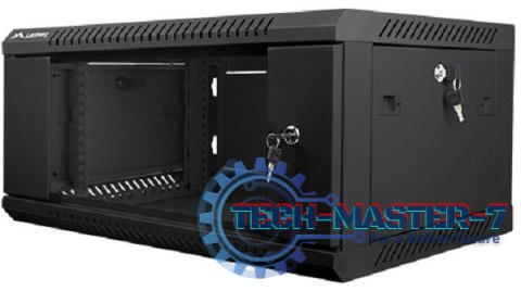 Szafa instalacyjna wisząca 19'' 4U 600X450mm czarna (drzwi szklane)