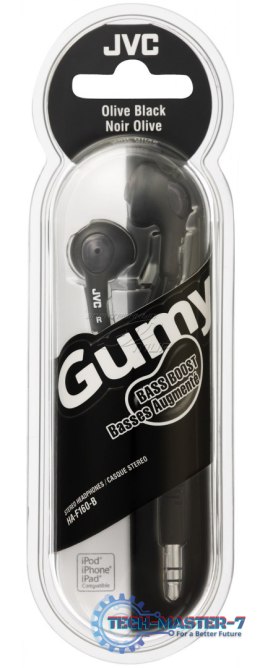 Słuchawki Douszne JVC Gumy Czarny (1m /3.5 mm (niklowany) wtyk/Czarny)