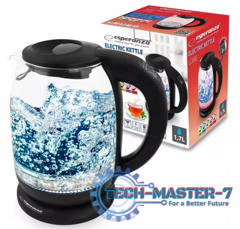 Czajnik ESPERANZA EKK027 (1.7L /2200W /Czarno-przezroczysty )
