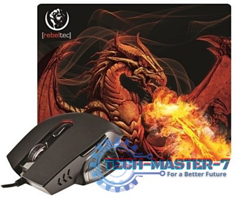 Mysz Przewodowa REBELTEC Red Dragon + pogkładka