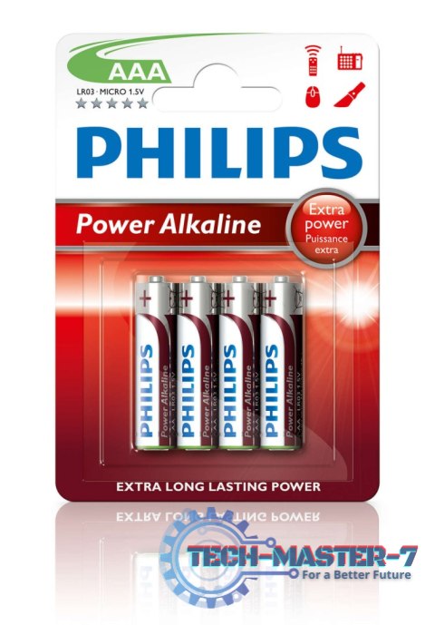 Baterie PHILIPS Alkaliczna AAA (LR03, R03, 24A, MN2400, AM4, UM4, HP16) 4 szt. LR03P4B/10