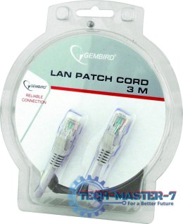 GEMBIRD Patchcord Cat.5e 3m RJ45 Osłonka zalewana 3 Patchcord