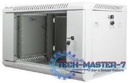 Szafa instalacyjna wisząca 19'' 6U 600X450mm szara (drzwi szklane)